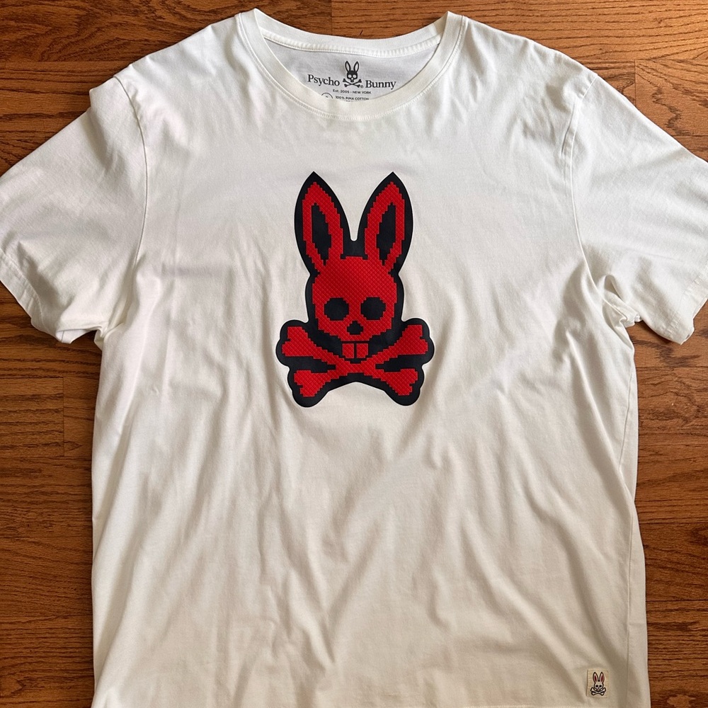 Psycho Bunny White and Red Short Sleeve Tee